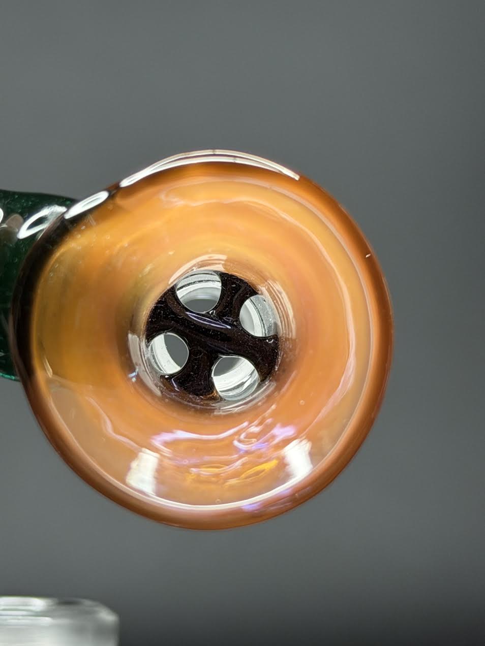 Glass Art by Shaggy Green Stardust Orange 18mm Slide