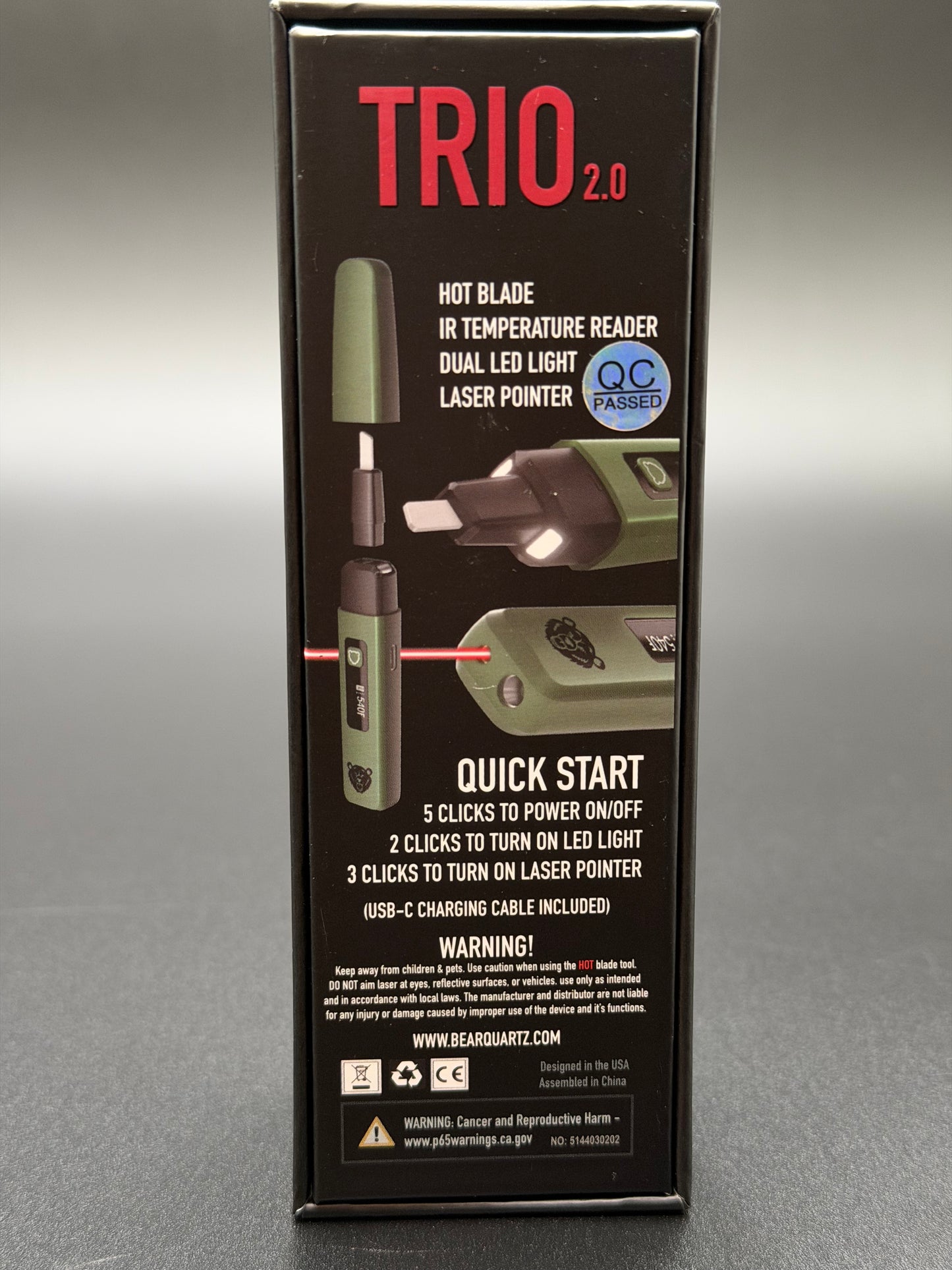 Bear Quarts - Trio 2.0 Hot Knife Dab Tool (Olive Green)