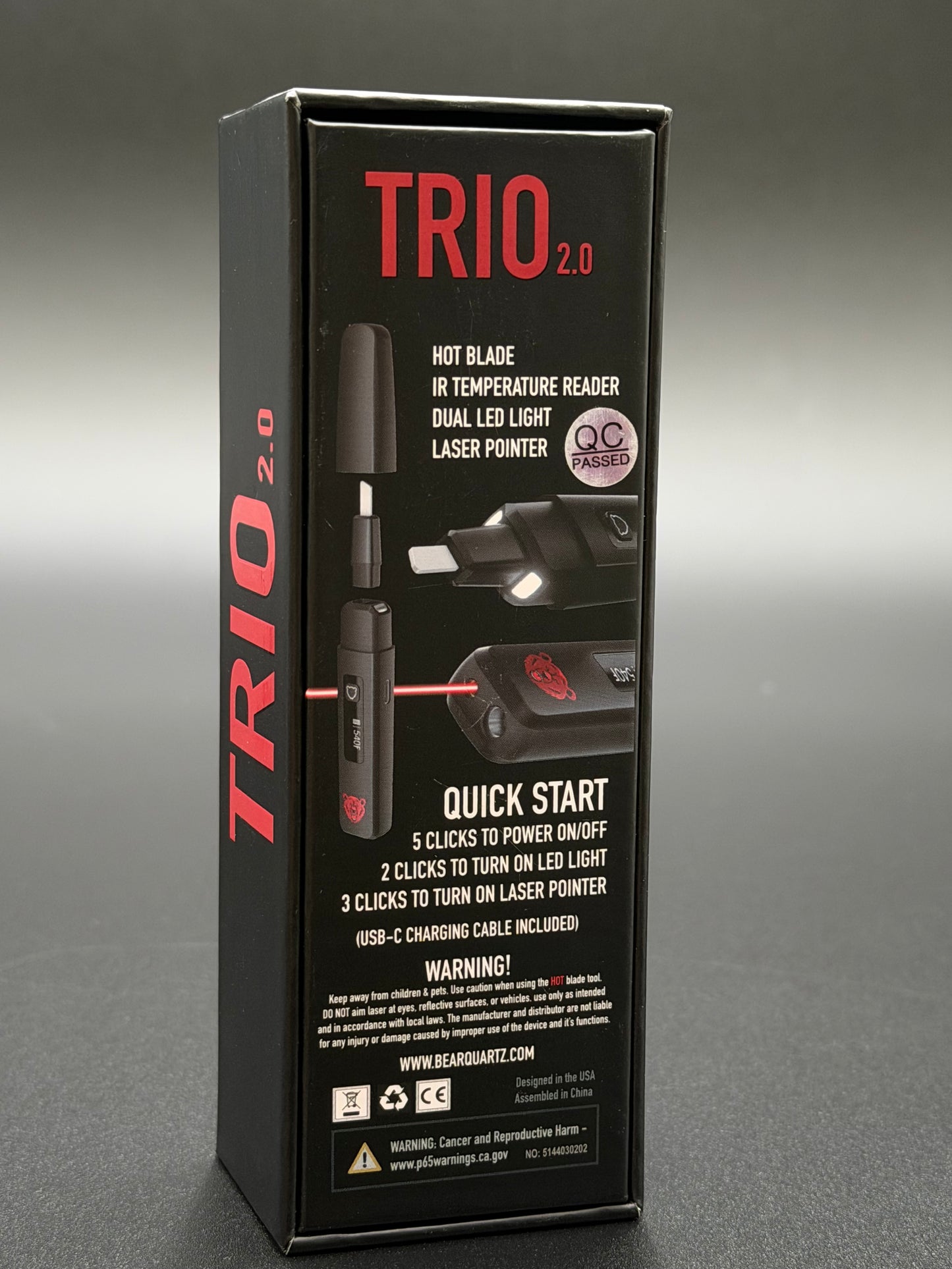 Bear Quarts - Trio 2.0 Hot Knife Dab Tool (Black)