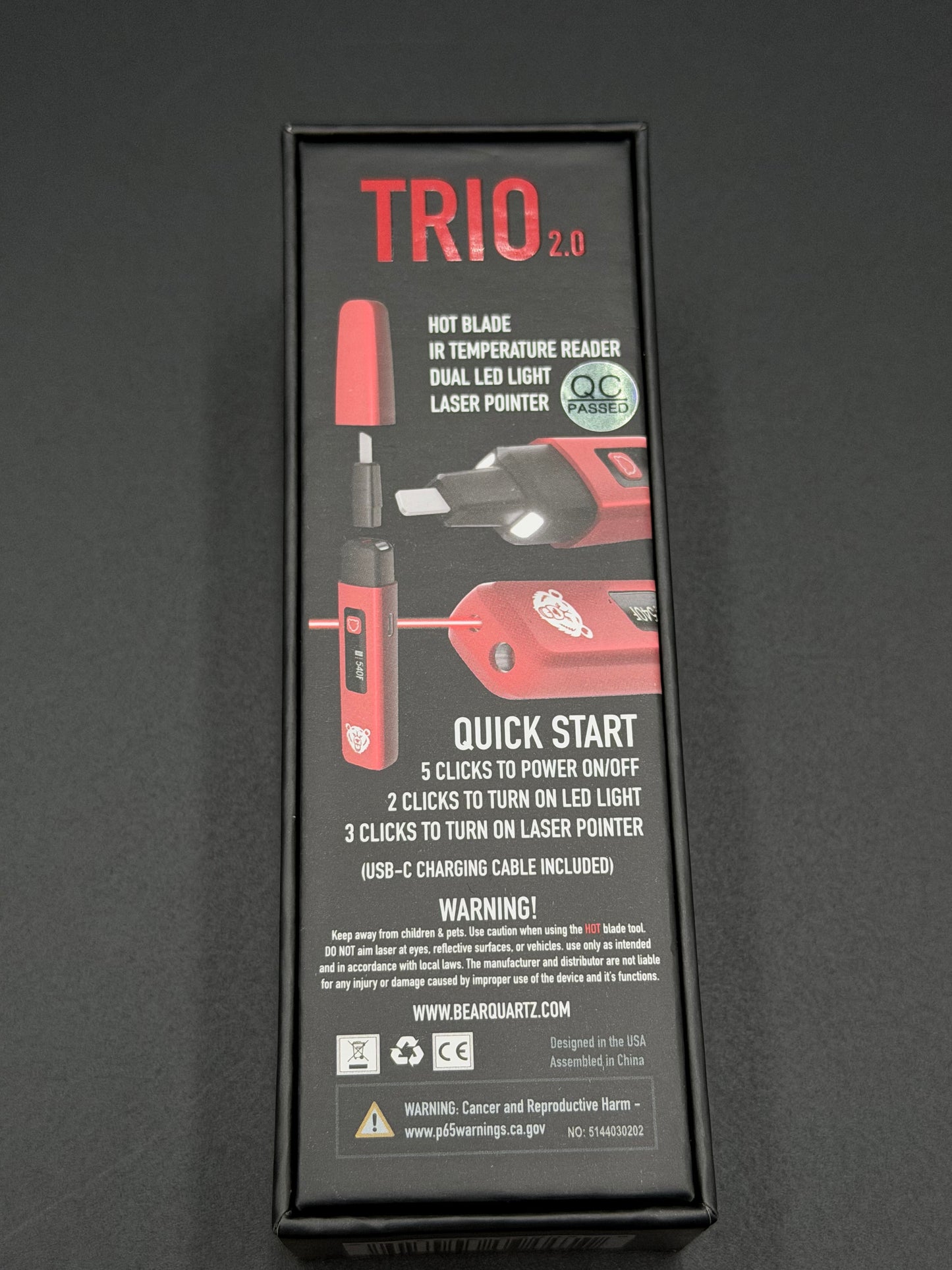 Bear Quarts - Trio 2.0 Hot Knife Dab Tool (Red)