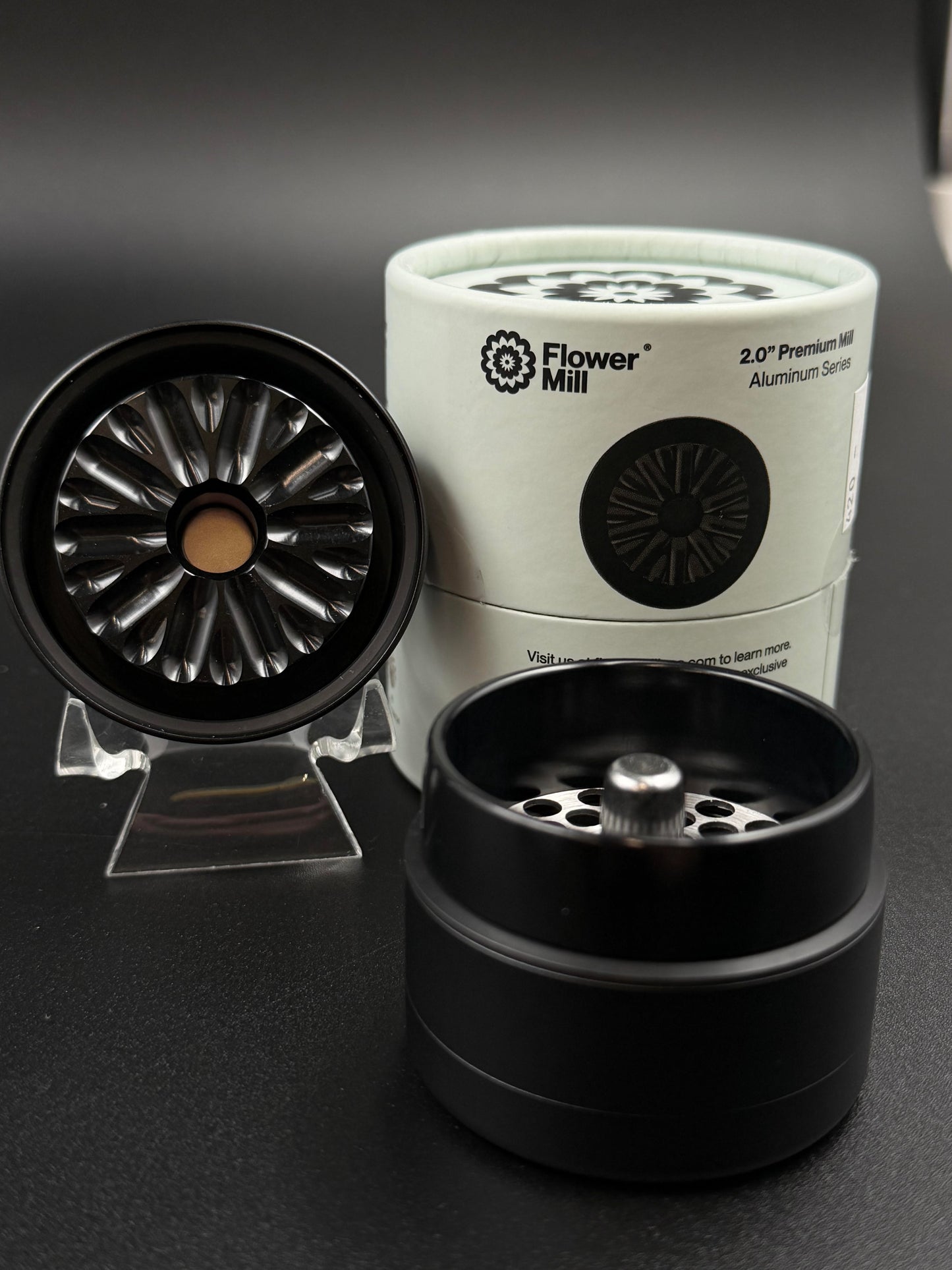 Flower Mill - 2.0” Premium Aluminum Series Grinder (Black)