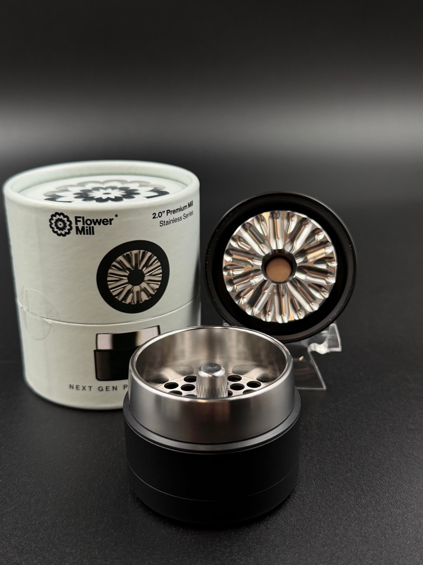 Flower Mill - 2.0” Premium Stainless Series Grinder (Black)