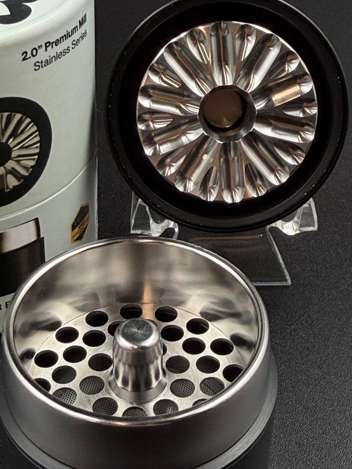 Flower Mill - 2.0” Premium Stainless Series Grinder (Black)