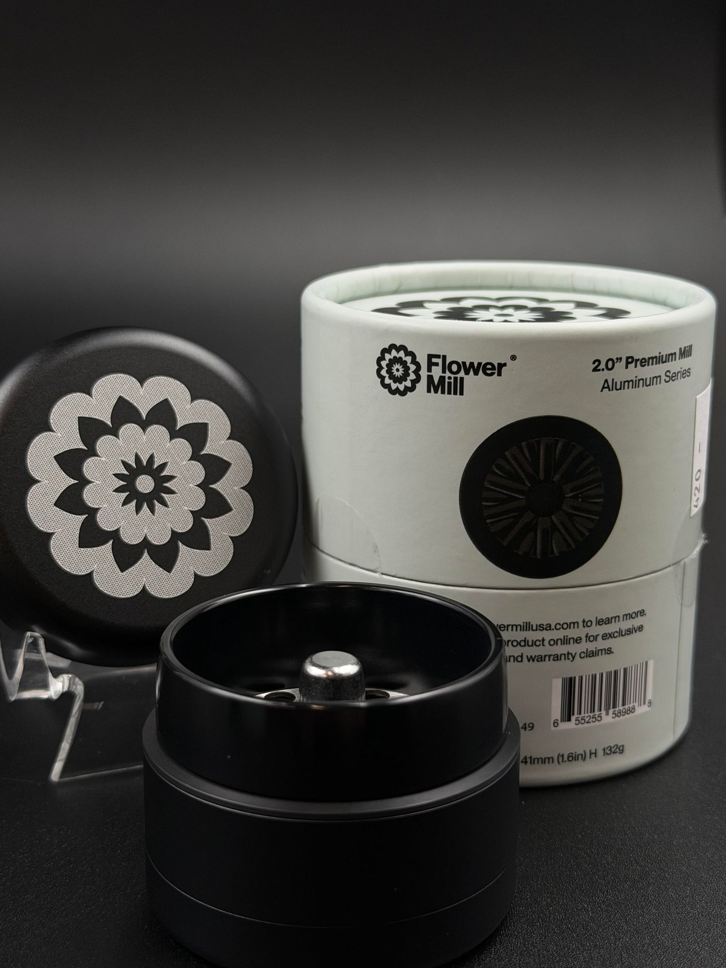 Flower Mill - 2.0” Premium Aluminum Series Grinder (Black)