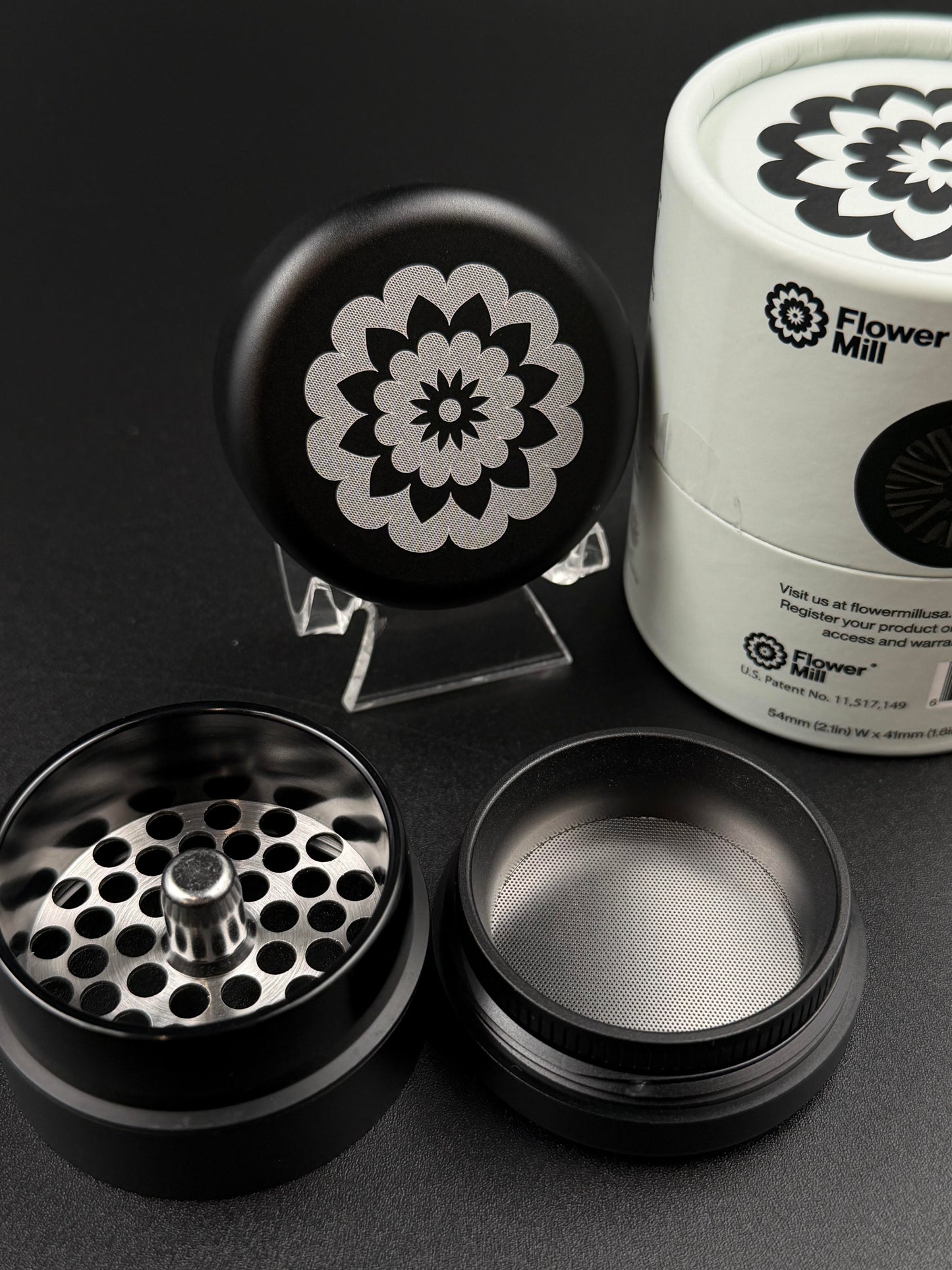 Flower Mill - 2.0” Premium Aluminum Series Grinder (Black)