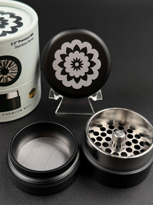 Flower Mill - 2.0” Premium Stainless Series Grinder (Black)