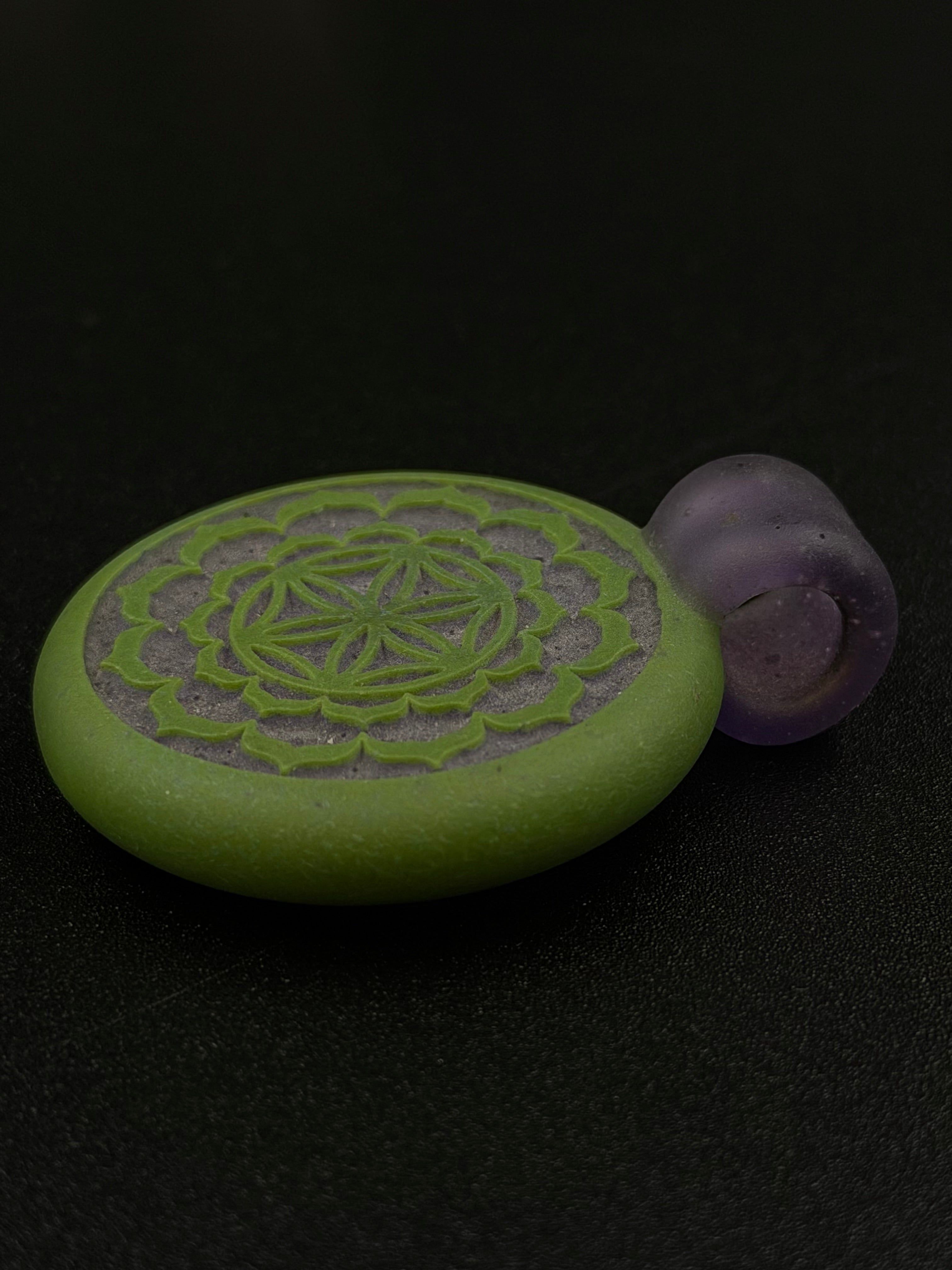 Glass Maze - Green & Purple Pendant