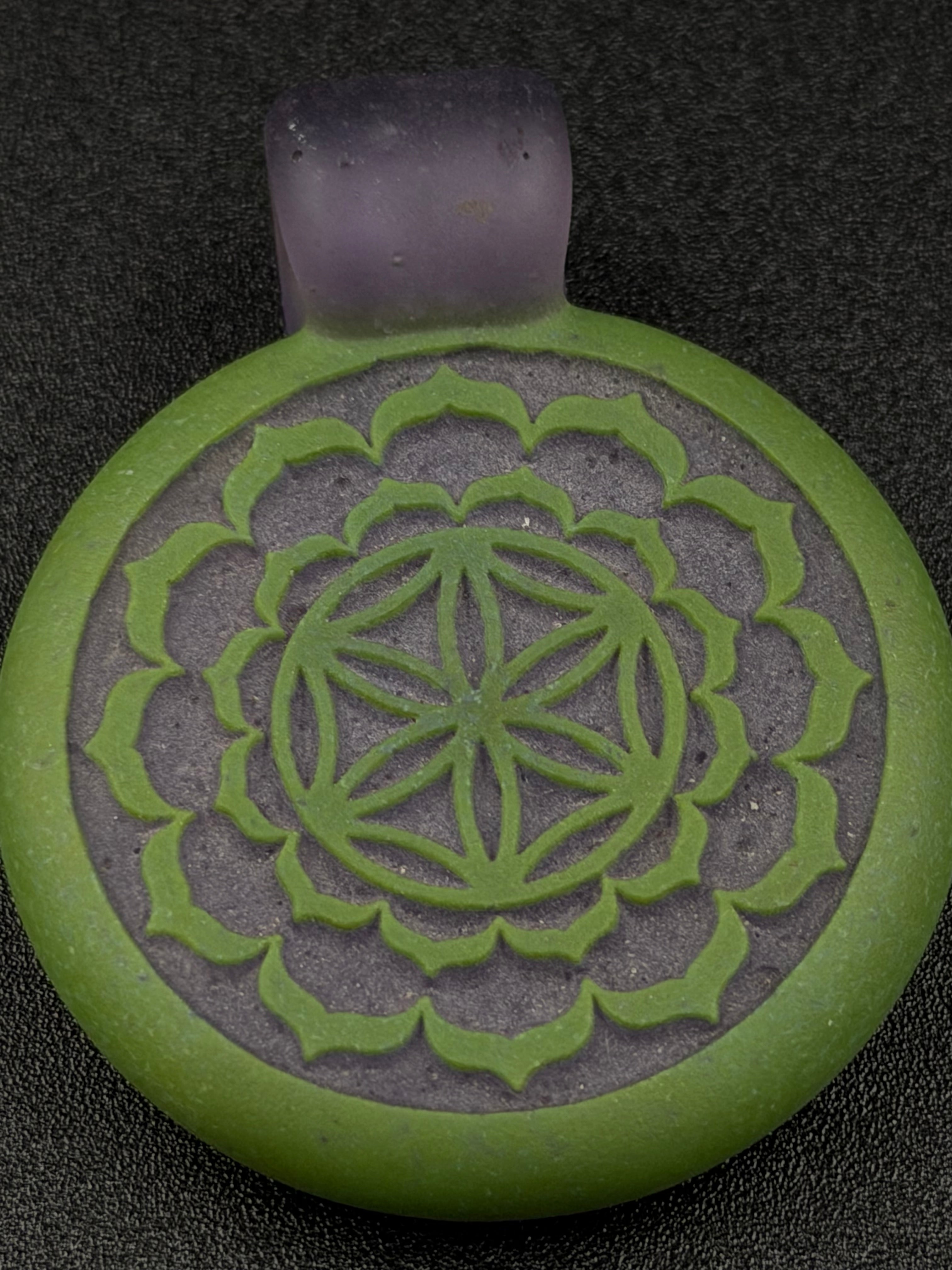 Glass Maze - Green & Purple Pendant