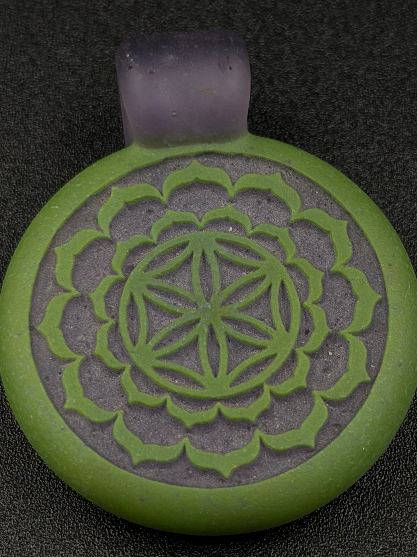 Glass Maze - Green & Purple Pendant